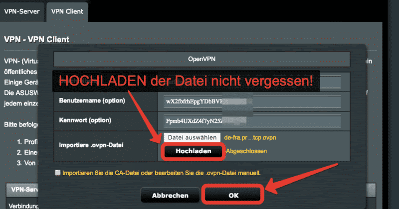 Achte darauf, dass die Datei auch "Hochgeladen" wurde
